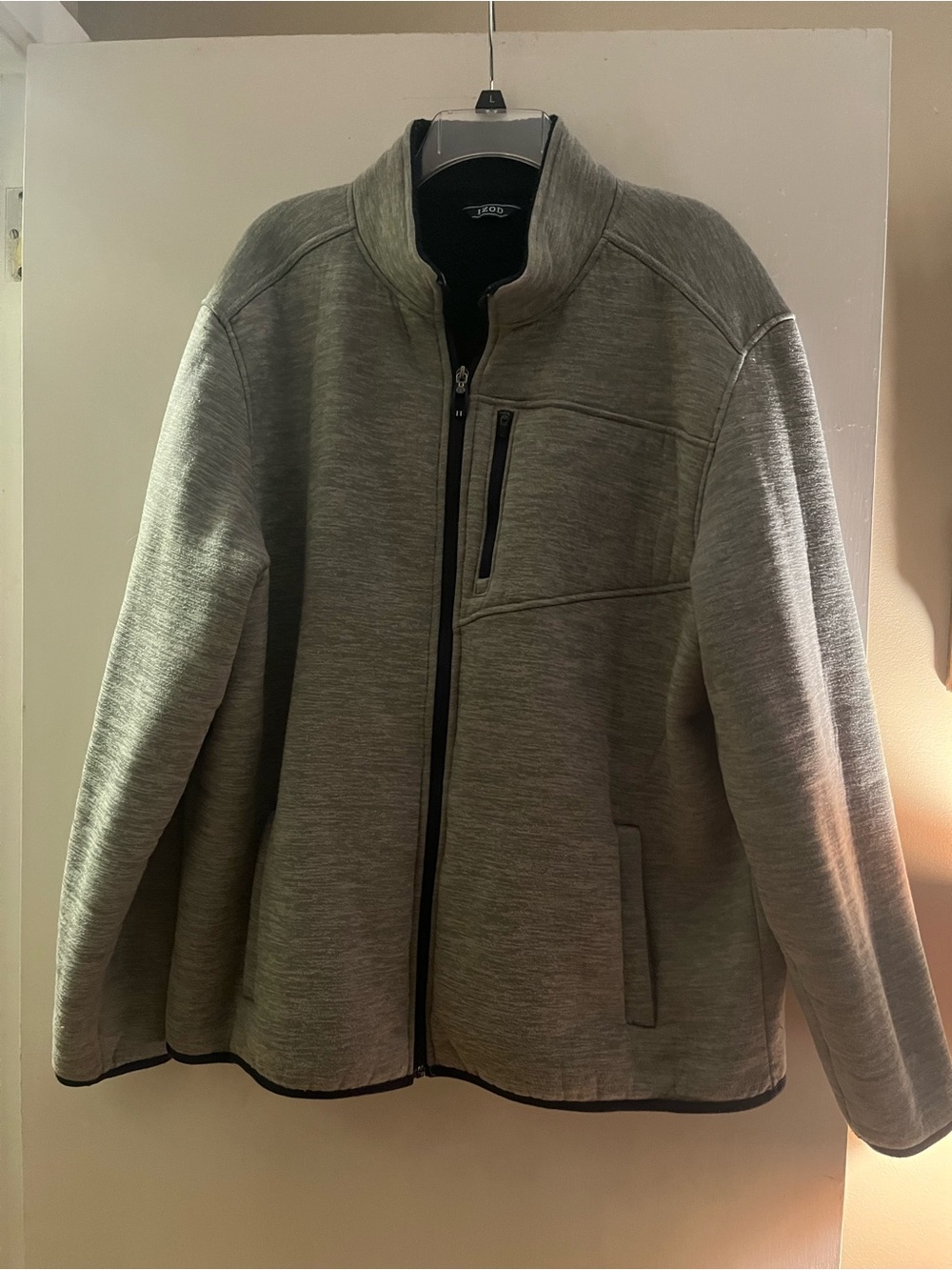 Izod Light Gray Full-Zip Men's Sweater Jacket
